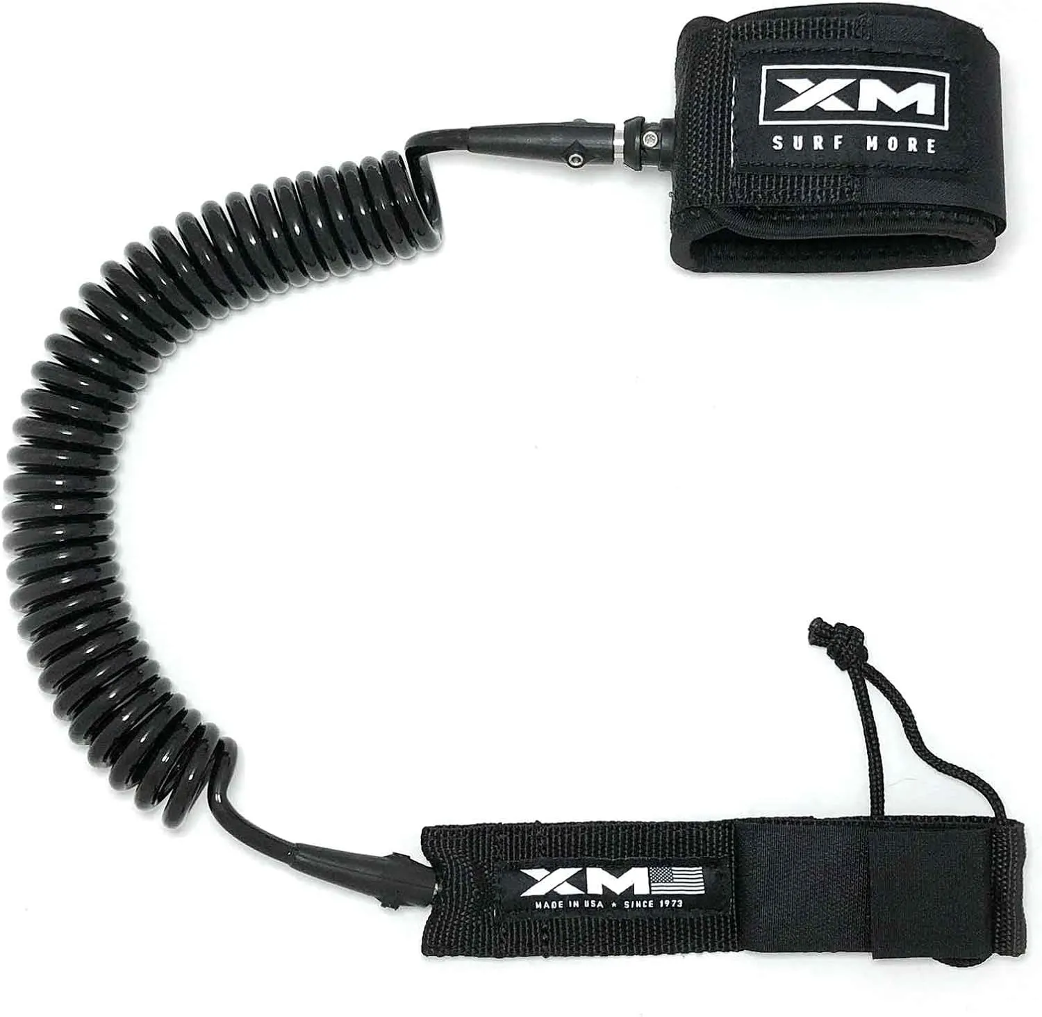 XM Stand-UP Paddle (SUP) 6ft-12ft Leash, Regular Cord Thickness (.270in), Key Pocket, Unbreakable Swivels, Detachable Railsaver, Made in USA